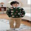 SMILING PINKER Toddler Boys Christmas Sweater Crewneck Long Sleeve Reindeer Santa Snowman Knit Pullover Chunky Top(5T,Dark Green) view 3