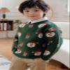 SMILING PINKER Toddler Boys Christmas Sweater Crewneck Long Sleeve Reindeer Santa Snowman Knit Pullover Chunky Top(5T,Dark Green) view 4
