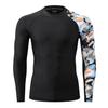 Mens Long Sleeve Rash Guard Shirt Swimwear UPF 50+ Sun Protection Surf Top Camo Black S view 2