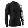 Mens Long Sleeve Rash Guard Shirt Swimwear UPF 50+ Sun Protection Surf Top Camo Black S view 3