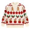 SMILING PINKER Little Girls Christmas Sweater Chunky Knitted Santa Reindeer Pullover Warm Winter Top(5T,Beige) view 1