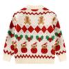 SMILING PINKER Little Girls Christmas Sweater Chunky Knitted Santa Reindeer Pullover Warm Winter Top(5T,Beige) view 2