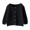 Infant Toddler Girls Cut Out Knitted Cardigan Long Sleeve Jacket With Lace Neckline Shawl Baby (Black, 12-18 Months) view 1