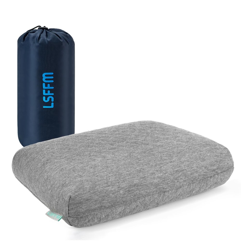 LSFFM Travel & Camping Memory Foam Pillow, Travel Essentials, Hammock Pillows with Double-Layered Pillow Cover, Easy to Clean, Compact Travel Pillows for Sleeping (Grey)