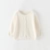 Infant Toddler Girls Cut Out Knitted Cardigan Long Sleeve Jacket With Lace Neckline Shawl Baby (White, 18-24 Months) view 4