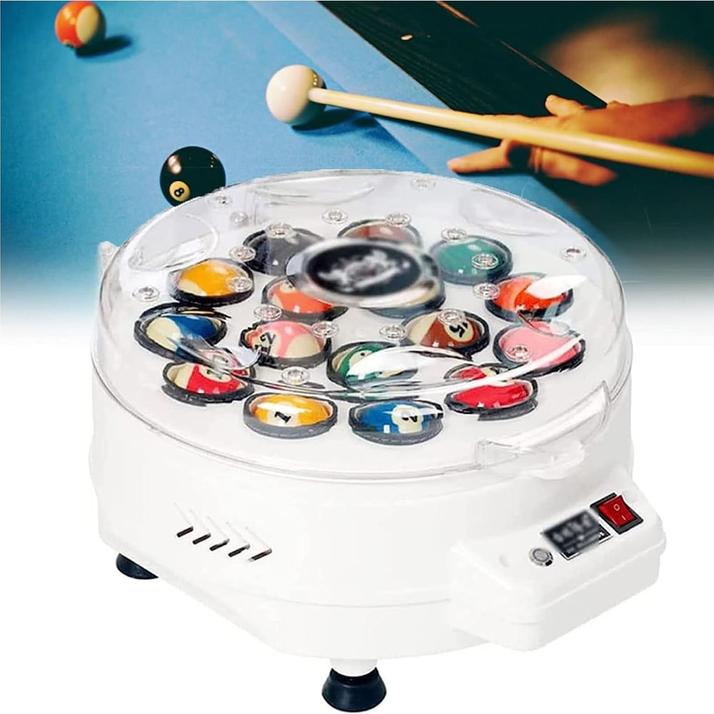 SHENJIA Billiard Cleaning Machine, Fully Automatic Washing Ball Pool Ball Polishing Machine with High-Grade Wool Felt Motor Cooling System, for Billiards Ball Set
