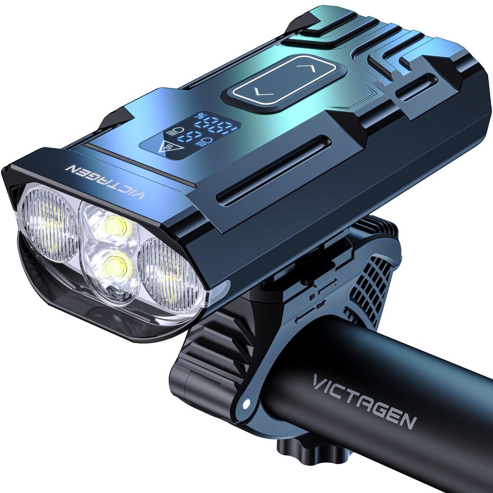 Victagen Bike Lights 9000lm Bike Headlights High & Low Beams, Super Bright Bicycle Lights, Waterproof MTB Bike Lights for Night Riding, USB Rechargeable Bike
