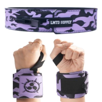 2 Set Anime Lever Belt and Wrist Wraps - Heavy Duty 10mm Weight Lifting Belt Back Support - 24" Lifting Straps Powerlifting Gym Accessories for Men and Women, Improve Workout, PMB-M