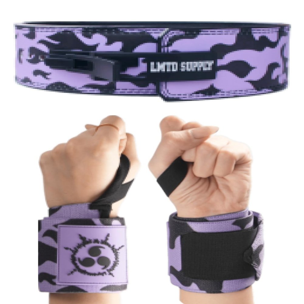 2 Set Anime Lever Belt and Wrist Wraps - Heavy Duty 10mm Weight Lifting Belt Back Support - 24" Lifting Straps Powerlifting Gym Accessories for Men and Women, Improve Workout, PMB-M