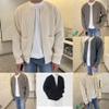 ACE4U Trendy Cardigan for Men, Mens Cardigan Sweater Casual Long Sleeve Knit Sweaters (Color : Khaki, Size : Large) view 3