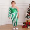 Yruioon Girls Christmas Candy Cane Costume Striped Ballet Dance Unitard Jumpsuit for Xmas Holiday Stage Performance Green 6 Years view 2