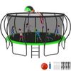 Kacho Outdoor Tranpoline with Basketball Hoop 8FT [1800LBS & Anti-Rust Coating & Easy to Install] Recreational Tranpoline for Kids & Adults, Family Backyard Fun view 1