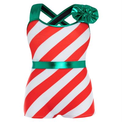 Yruioon Girls Candy Cane Costume Christmas Ballet Dance Gymnastic Leotard Unitard Xmas Holiday Party Dancewear Red 8 Years