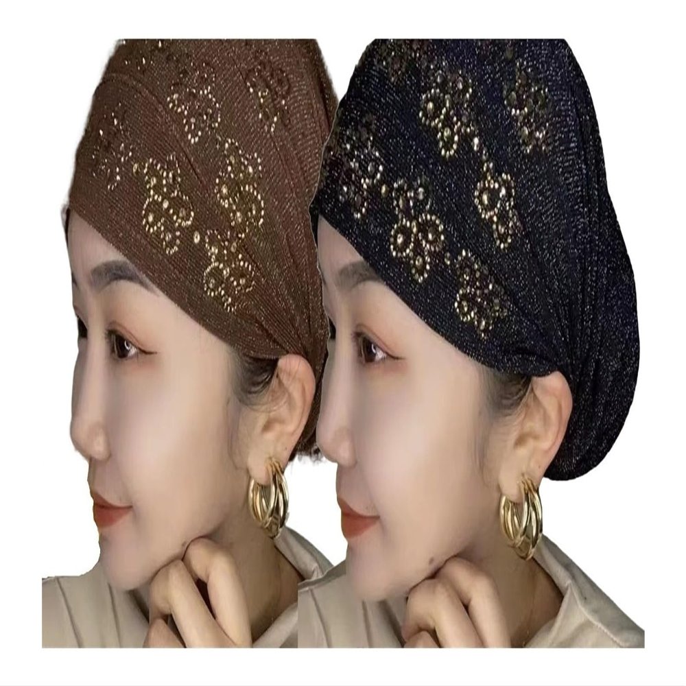 Head Coverings for Women Muslim Headband Wrap Hat Head Cover Hair Covering Hat Fashionable Lace Hat (Color : 6, Size : One Size)
