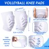 Vabean 8 Pcs Volleyball Accessories,Include Volleyball Arm Sleeves Knee Pads Sport Hair Scrunchies Sweat Band Drawstring Bag Cosmetic Bag Wrist Guard Knee Brace(Medium,White) view 3