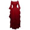 XUNRYAN Halloween Costume Women Renaissance Dress Victorian Ball Gown Pirate Peasant Chemise Medieval Masquerade Dresses Wine view 1