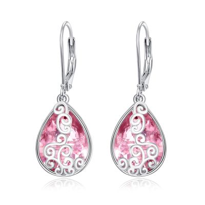 Teardrop Leverback Dangle Earrings Filigree Hook Earring for Women Fashion 925 Sterling Silver Hypoallergenic Jewelry