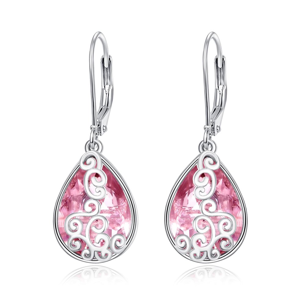 Teardrop Leverback Dangle Earrings Filigree Hook Earring for Women Fashion 925 Sterling Silver Hypoallergenic Jewelry
