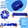Vabean 8 Pcs Volleyball Accessories,Include Volleyball Arm Sleeves Knee Pads Sport Hair Scrunchies Sweat Band Drawstring Bag Cosmetic Bag Wrist Guard Knee Brace(Medium,Blue) view 4