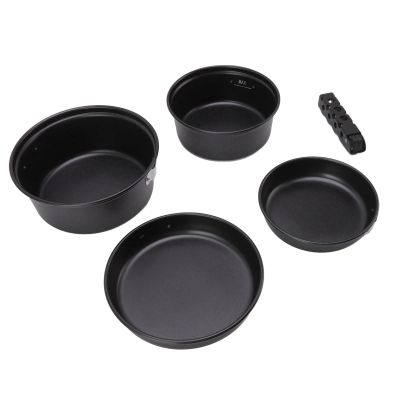 Camping Cookware Kit, Aluminum Alloy Outdoor Cookware Set, Non-Stick Pots, Pans with Mesh Storage Bag for Camping Backpacking