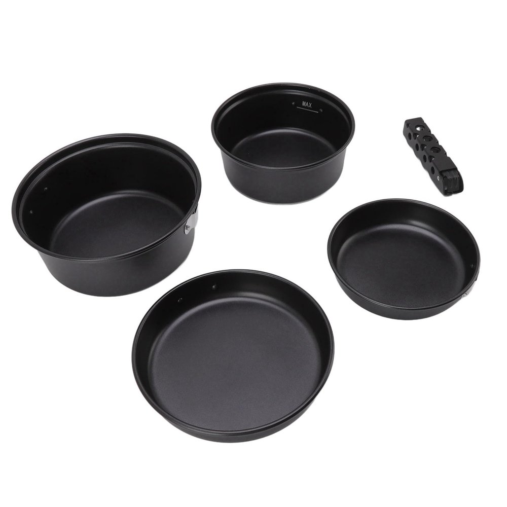 Camping Cookware Kit, Aluminum Alloy Outdoor Cookware Set, Non-Stick Pots, Pans with Mesh Storage Bag for Camping Backpacking