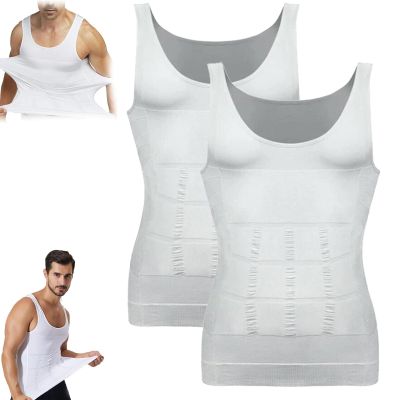 lunhaifi Sculptcore - MenS Body Shaper, Shapeflex Tank, Mannen Shaper Tank Top, Slim Belt Vest Shaper for Men (White*2,2XL)