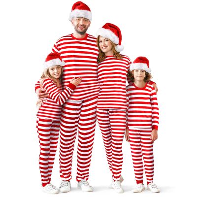 Liitrsh Christmas Family Pajamas Matching Set Striped Pajamas Classic Sleepwear Loungewear Xmas Holiday(Men,Large,Red White)