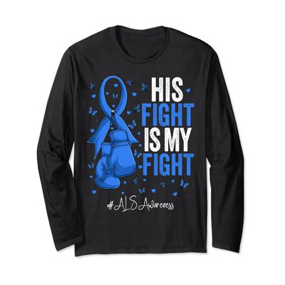 Blue Ribbon Survivor Fighter ALS Awareness Long Sleeve T-Shirt