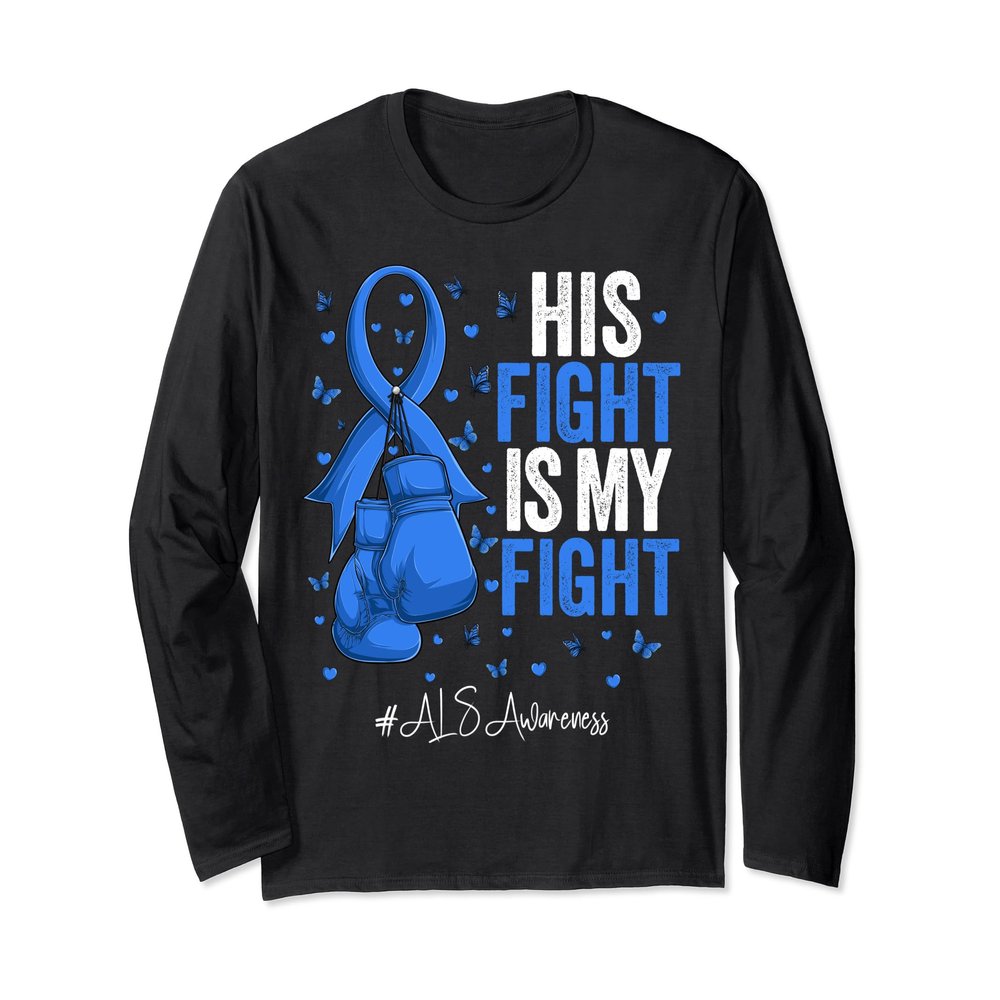 Blue Ribbon Survivor Fighter ALS Awareness Long Sleeve T-Shirt