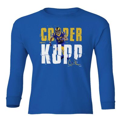 Los Angeles Wide Receiver Football Player Kupp Youth Long Sleeve T-Shirt (Royal, Youth Small)