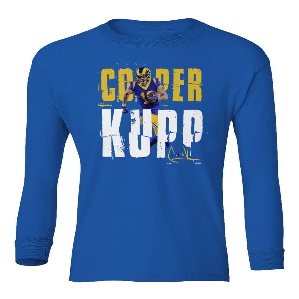 Los Angeles Wide Receiver Football Player Kupp Youth Long Sleeve T-Shirt (Royal, Youth Small)