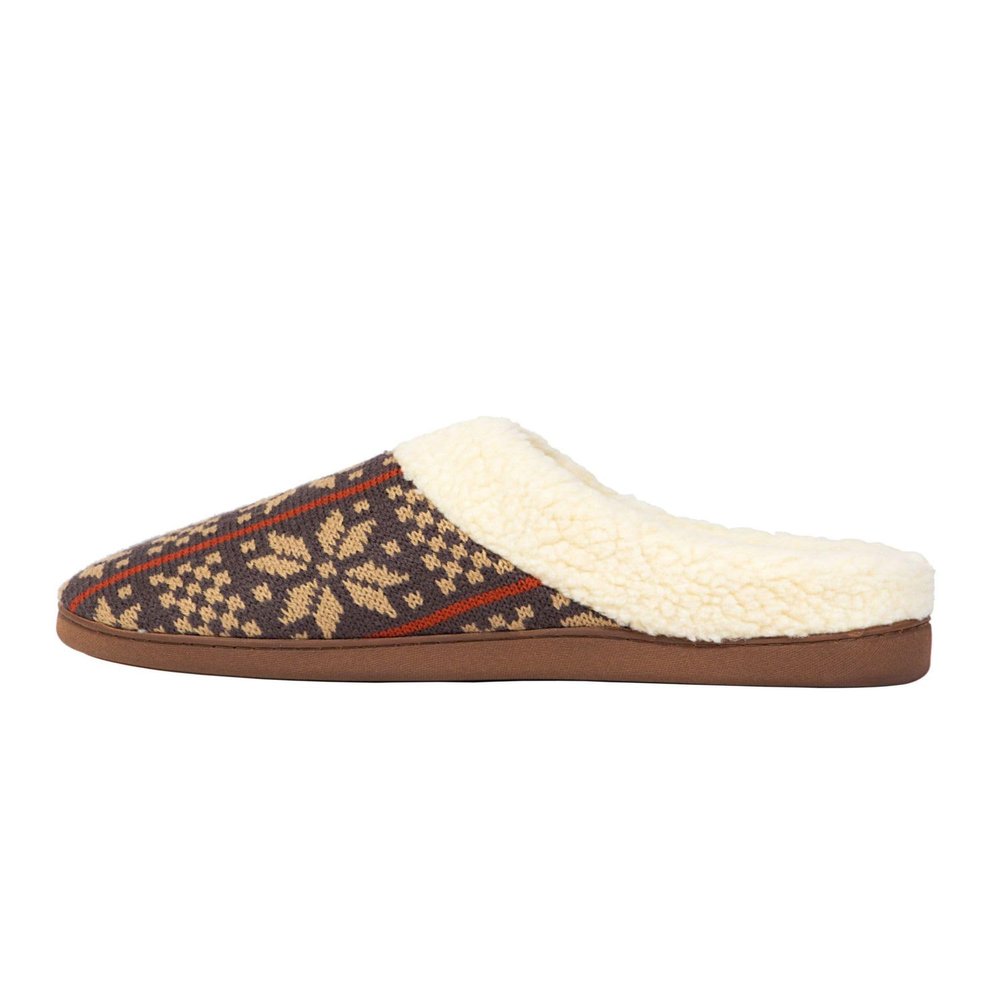 Deer Stags Mens Lodge Faux Fur Lined Slide Slippers Brown 9-10 Medium (D)