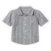 GAP Baby Boys Short Sleeve Linen Resort Top Chambray Stripe 6-12M view 1