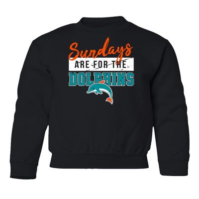 superhotapparel Sundays Are For The Dolphins Football Game Youth Crewneck Sweatshirt (Black, Youth Small)