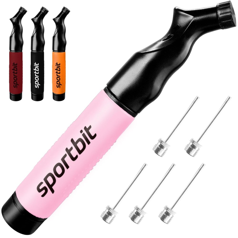 SPORTBIT Ball Pump - Push & Pull Inflating System - Volleyball, Basketball, Football & Soccer Ball Air Pump - Includes 5 Needles