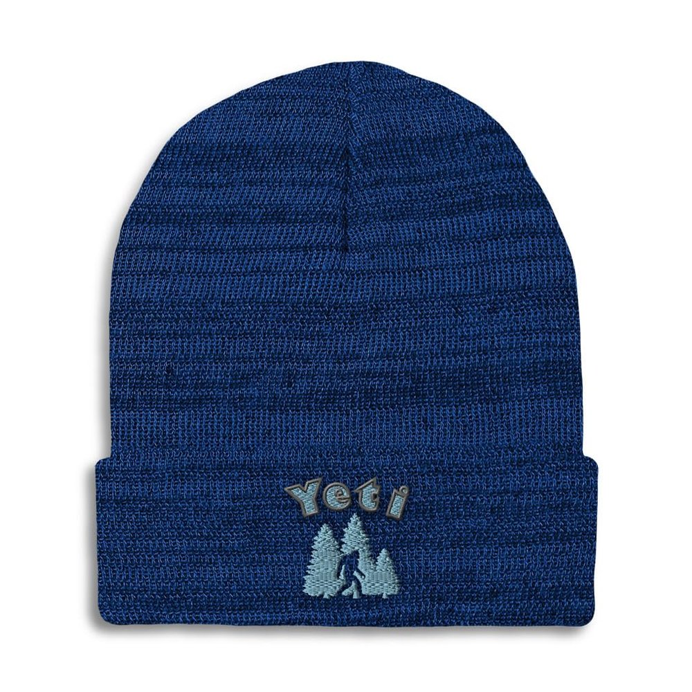 Beanies for Men Yeti Winter Hats for Women Acrylic Skull Cap 1 Size Heather Royal Blue Design Only