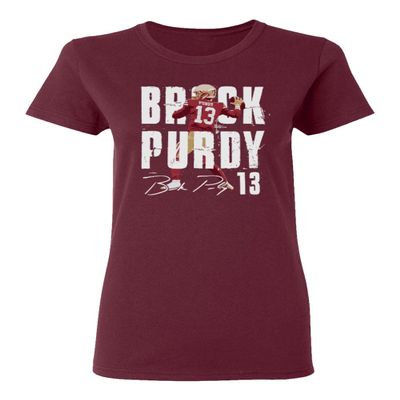 San Francisco Quarterback Football Player Purdy Ladies' Crewneck T-Shirt (Maroon, XX-Large)