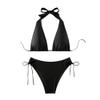 Micro Bikinis Set Women Brazilian Triangle Swimwear Halter Swimming Costume Low Waist Bathers Lady Swimsuit Sexy Beachwear (US, Alpha, X-Large, Regular, Regular, Black) view 1