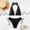 Micro Bikinis Set Women Brazilian Triangle Swimwear Halter Swimming Costume Low Waist Bathers Lady Swimsuit Sexy Beachwear (US, Alpha, X-Large, Regular, Regular, Black) view 3