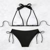 Micro Bikinis Set Women Brazilian Triangle Swimwear Halter Swimming Costume Low Waist Bathers Lady Swimsuit Sexy Beachwear (US, Alpha, X-Large, Regular, Regular, Black) view 4
