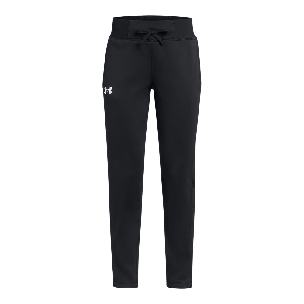 Under Armour Girls' Armour Fleece Pants, (003) Black / / White, X-Large