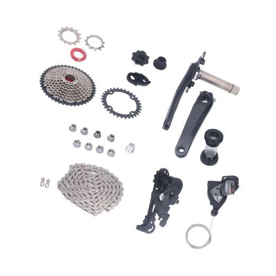 Airshi 10 Speed Cassette, High Strength Bicycle 10 Speed Group Set Thumb Shifter Stainless for Riding (32T Chainring)