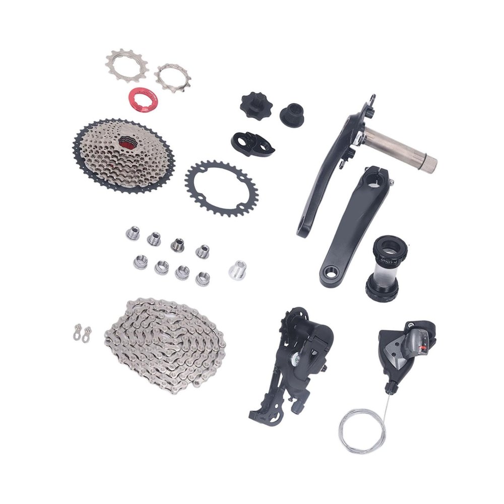 Airshi 10 Speed Cassette, High Strength Bicycle 10 Speed Group Set Thumb Shifter Stainless for Riding (32T Chainring)