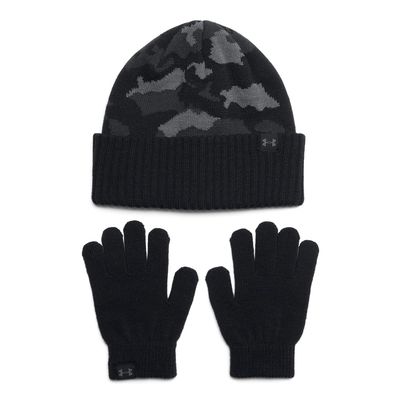 Under Armour Boys' Beanie & Glove Combo, (001) Black / / Black, One Size Fits Most