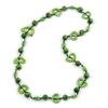 Avalaya Lime Green Round and Oval Wooden Bead Cotton Cord Necklace - 84cm Long view 1