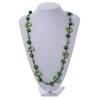 Avalaya Lime Green Round and Oval Wooden Bead Cotton Cord Necklace - 84cm Long view 2