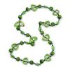 Avalaya Lime Green Round and Oval Wooden Bead Cotton Cord Necklace - 84cm Long view 3