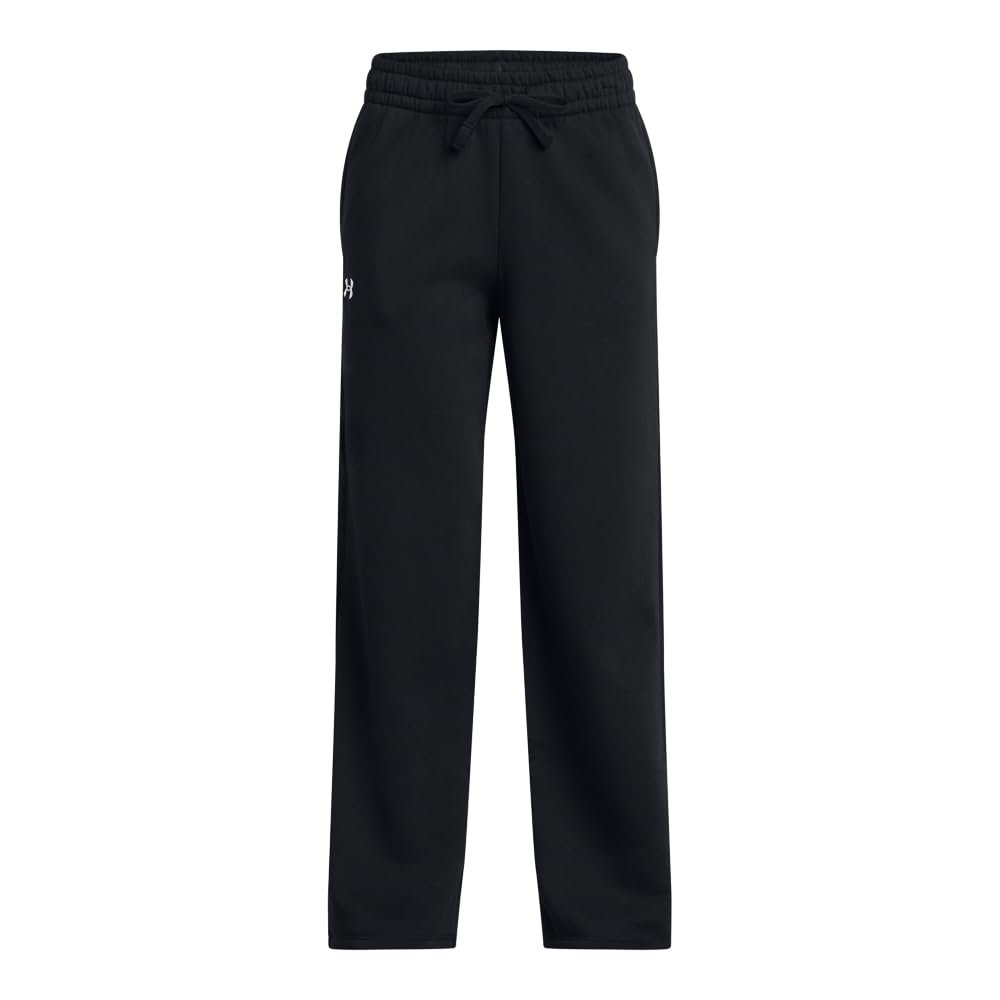 Under Armour Girls' Rival Fleece Straight Leg Pants, (001) Black / / White, Medium