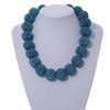 Avalaya Chunky Sky Blue Glass Bead Ball Necklace - 54cm Long view 2