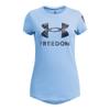 Under Armour Girls' Freedom Print Short Sleeve T Shirt, (465) Horizon Blue / / Downpour Gray, X-Small view 1